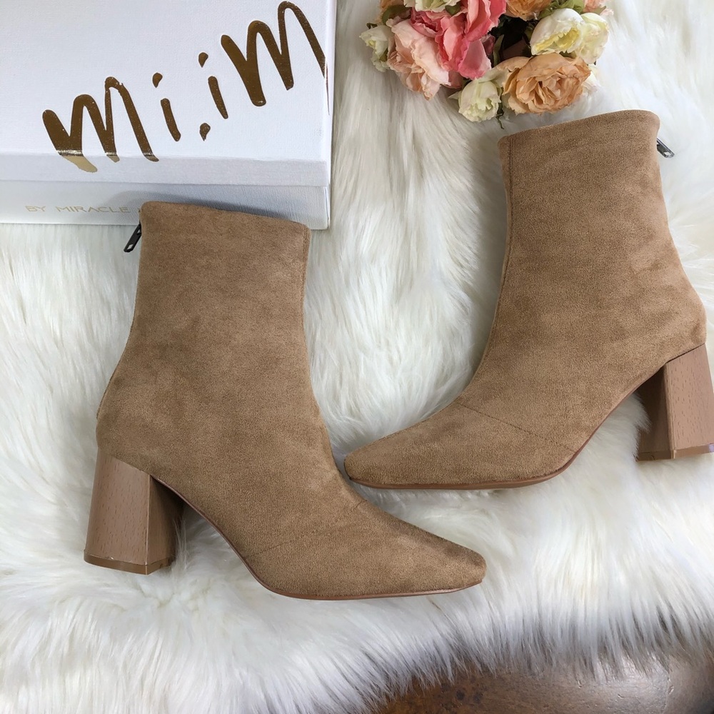 SOLD Faux Suede Block Heel Booties